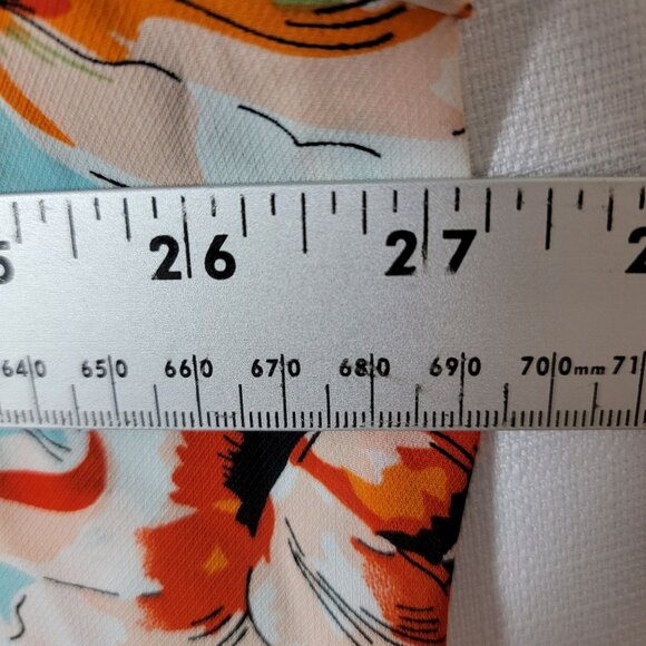 Fun2Fun Top Size 2XL Pull Over V Neck Short Sleeve Aqua Blue Floral - Picture 6 of 9